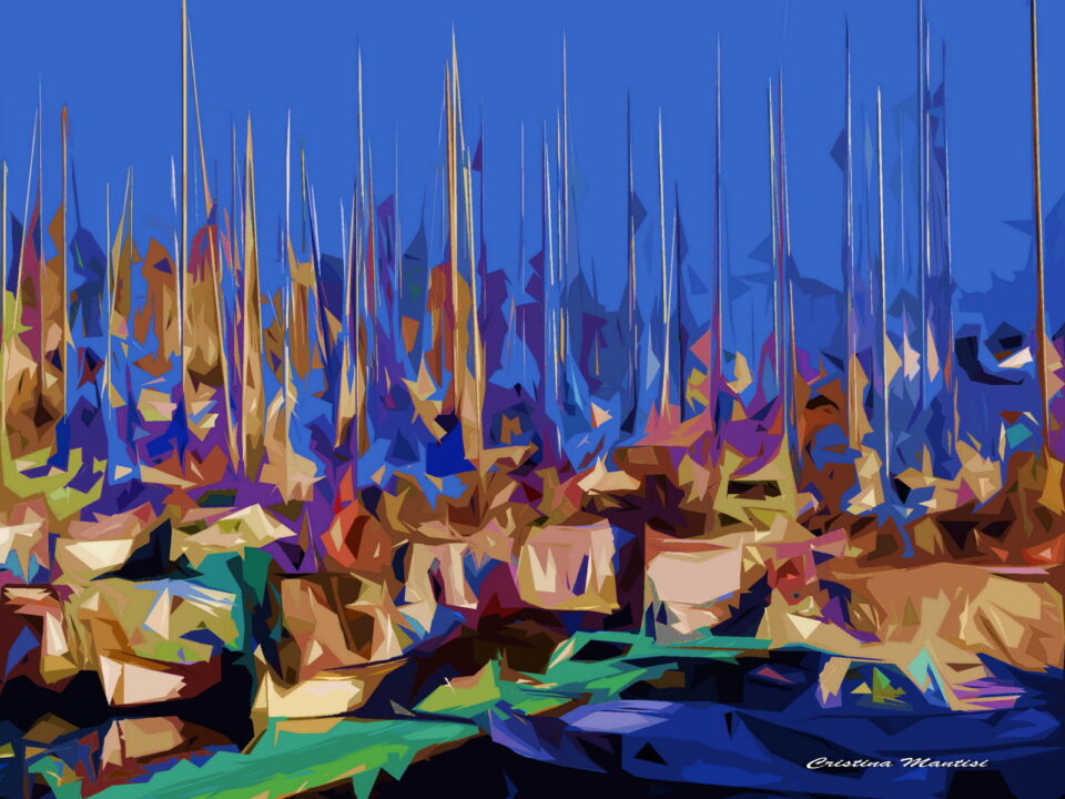 Alberi nel blu - digital artwork su tela - cm. 60 x 45